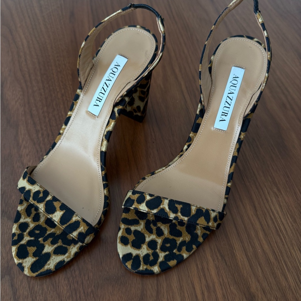 Aquazzura Black and Tan Leopard Heels